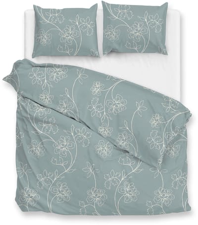 Zohome Alva Dekbedovertrek - Blauw - Tweepersoons - Dekbedhoes van 100% Katoen-Flanel - Bloemen - 200x220 + 2 slopen 60/70 cm - AW25
