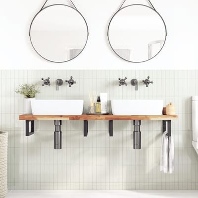 vidaXL - Badkamer - wandschap - staal - en - massief - acaciahout