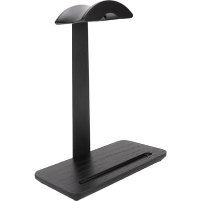 Hoofdtelefoonstandaard Universeel Hout Aluminiumlegering Ruimtebesparend Antislip Desktop Houder voor Muziek Gaming Headset black