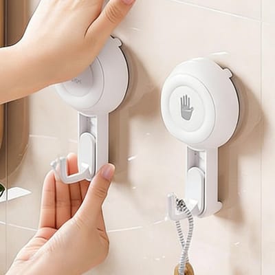 Set van 2 krachtige zuignap haken voor muur en tegels, herbruikbare haak voor badkamer, keuken en glas, max belasting 5kg