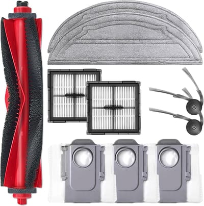 10 stuks - Vervangende accessoireset compatibel met Roborock Q10 S5/Q10 S5+/Q10 X5/Q10 X5+ robotstofzuigeronderdelen: 1 hoofdborstel, 2 HEPA-filters, 2 dweilpads, 3 stofzakken, 2 zijborstels