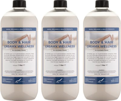 Body & Hair Creamy Wellness 1 Liter - set van 3 stuks - 2 in 1 voor lichaam en haar.