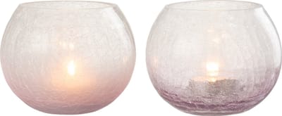J-Line windlicht Bol Craquele - glas - paars - medium - 2 stuks