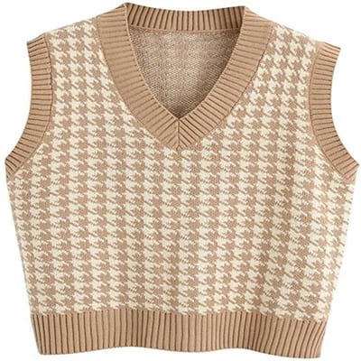 Mode herfst en winter nieuw dames gebreid vest V-hals mouwloze trui S kaki