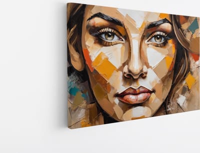 Saammp Canvas Schilderij - Vrouw - Beige - abstract - 30x20 - Foto op canvas - Wanddecoratie - Muurdecoratie Woonkamer - Slaapkamer decoratie - Canvas Print