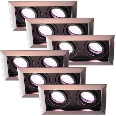 HOFTRONIC - Set van 6 Durham Dubbel Smart Inbouwspots vierkant RVS - GU10 - 10 Watt 690 Lumen - RGB WW (16,5 miljoen kleuren) - WiFi + Bluetooth - Kantelbaar - Diameter 100x185mm - Smart spotjes 2 lichts