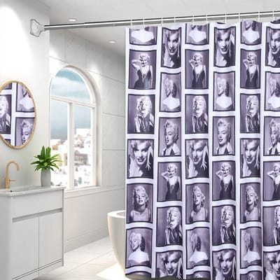 Floraweg Douchegordijn,Shower Curtain,badgordijn,badkamergordijn,Marilyn Monroe fotos ,-topkwaliteit - digitale printen -Anti Schimmel - Inclusief 12 ringen -met 12 stuks douchegordijnhaken – Waterdicht -Wasbaar- Polyester - 180x200 cm