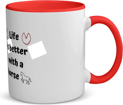 Akyol - life is better with a horse koffiemok - theemok - rood - Paarden - paarden liefhebbers - verjaardag - cadeau - kado - geschenk - 350 ML inhoud
