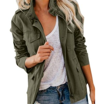 Damesjas Opstaande kraag Rits Meerdere zakken Effen kleur Lange mouwen Zacht casual vest Pure kleur lentejas voor dagelijks gebruik M gray