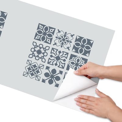 Coloray Meubel Wrap Folie - Grijs Meubelfolie - 50x100 cm - Meubel Wrap Folie Tegelsets - Plakfolie Meubels - Geometrische Meubelfolie - Decoratiefolie Zelfklevend - Slaapkamer decoratie - Geometrische