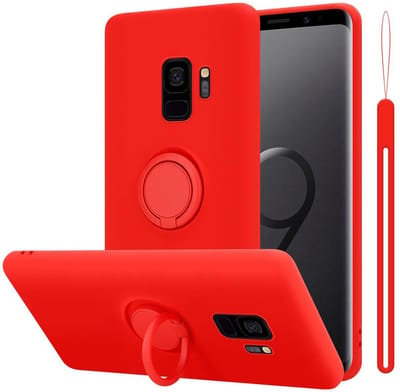Cadorabo Hoesje geschikt voor Samsung Galaxy S9 in LIQUID ROOD - Beschermhoes van flexibel TPU silicone Case Cover met ring