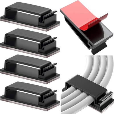 Duurzame organizer, zelfklevende kabelclip voor tv, pc, bureau, thuis, kantoor, zwart, 10 stuks