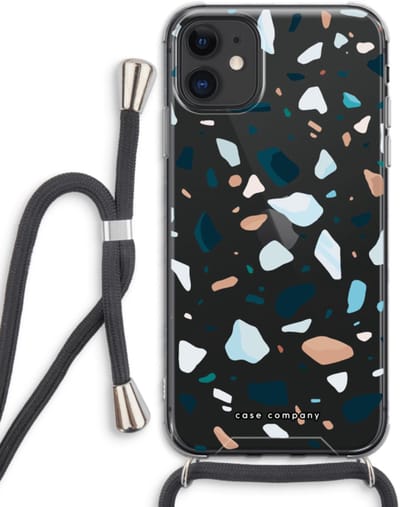Case Company® - Hoesje met koord geschikt voor iPhone 11 hoesje met Koord - Terrazzo N°13 - Telefoonhoesje met Zwart Koord - Bescherming aan alle Kanten en Over de Schermrand