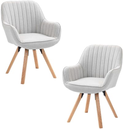 Meubles Cosy Set van 2 draaibare eetkamerstoelen – Stoffen zitting 360° draaifunctie – Beige