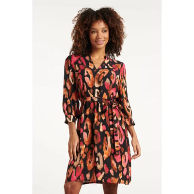 Smashed Lemon Roze en zwart dierenprint jurk |