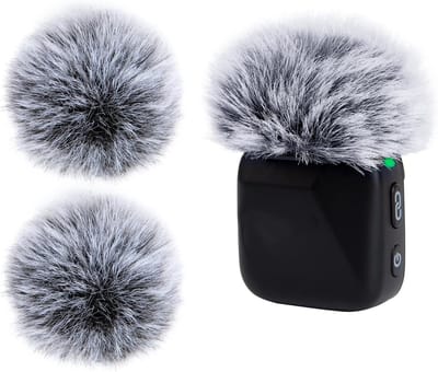 Furry Microphone Windscreen - 2 Packs Windscherm voor Draadloze Microfoon, Ideaal voor Vloggen en Streaming (Zwart & Wit)