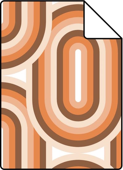 Proefstaal ESTAhome behang retro ornamenten oranje en bruin - 26.5 x 21 cm - 130983-S
