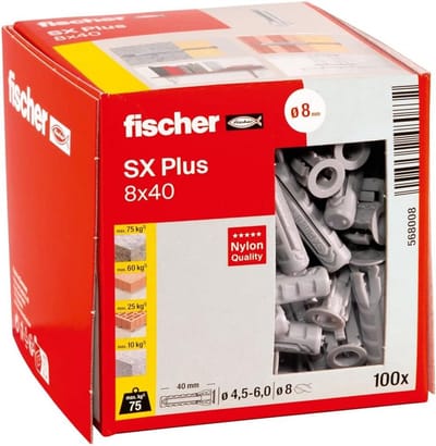 Nylon Pluggen - Bevestigingsmateriaal - Stevig Bevestigen - 4-voudige Spreiding - 8 x 40 mm - Standaard