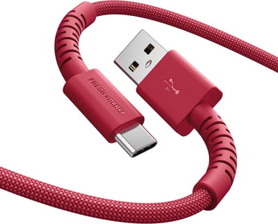 Fresh ‘n Rebel FlexWave USB naar USB-C Oplaadkabel - Extra lang (2m) - Siliconen gevlochten kabel - USB-A naar USB-C - Ultraflexibel - Berry Red