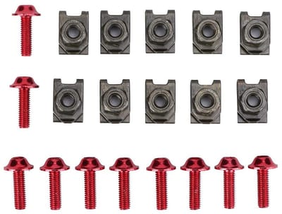 Schroeven Set voor Motorverkleiding, 10x M5 Bevestigingsschroeven met Clips en Moeren, Rood
