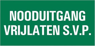 Pickup Vluchtweg - Nooduitgang vrijlaten - conform NEN-EN-ISO 7010 bord 30x15 cm