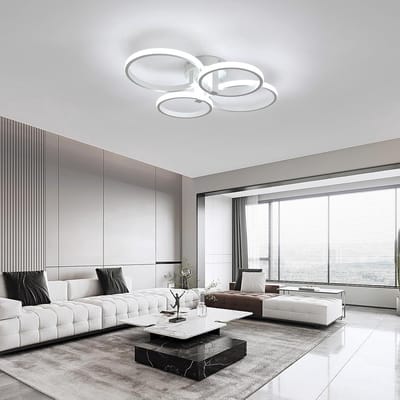 4 Cirkel Plafondlamp - Moderne Kroonluchter - Wit - Koel Wit - Woonkamerlamp - Moderne lamp - Plafoniere - 48W