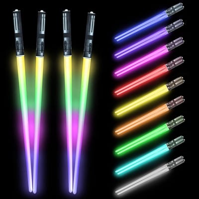 Luminous LED Eetstokjes met 9 Kleuren, Herbruikbare en Voedselveilige Eetstokjes voor Sushi en Diner