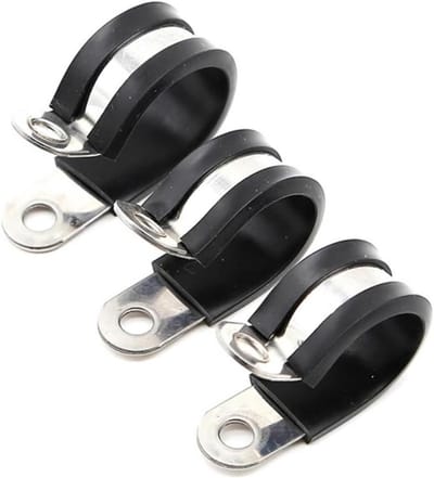 Roestvrijstalen P-clips - Slangklem buisklem - Slangen vastzetten - Rubberen bescherming - 30mm diameter - Zilverkleurig