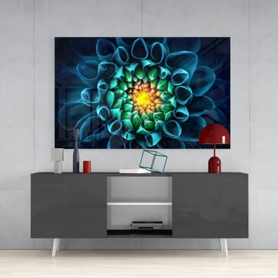 Glasschilderij Bloemen - Chrysant - Schilderij - Wanddecoratie - 110x70 cm - 4 mm