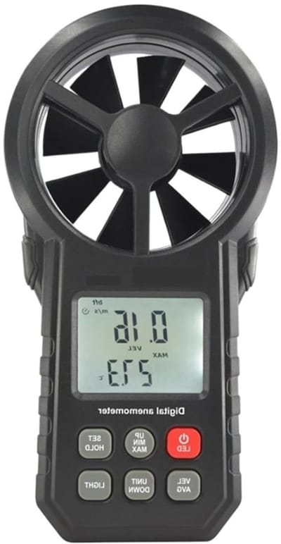 Draagbare Digitale Anemometer - Windmeter Temperatuurmeter - Buitenactiviteiten Meten - Real-time Metingen - Compact Formaat - One Color