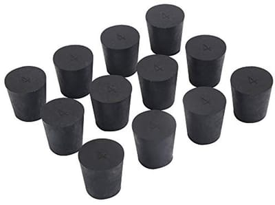 Massieve rubberen stoppers 12-pack - Maat #4 (26mm x 19mm) - Zwarte labstekker