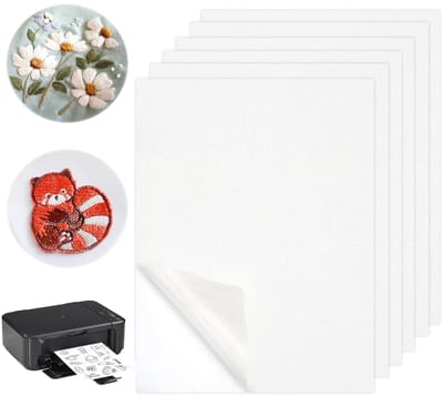 Dailygoods- Borduurpapier A4 - 6 Stuks - Wateroplosbaar - Zelfklevend - Bedrukbaar - Hoogwaardige Vliesstof - Stikvlies