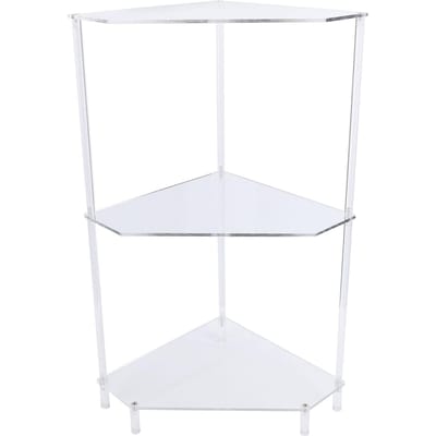 Table d'appoint d'angle triangulaire en acrylique à 3 niveaux Petite table d'appoint d'angle Organisateur de salle de bain Eau
