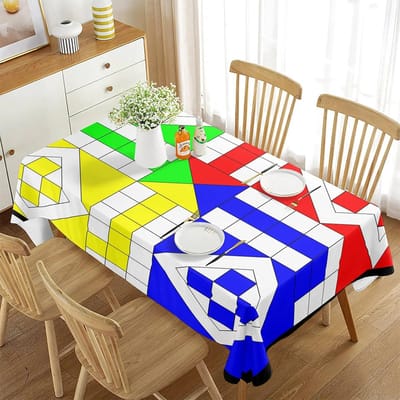 Geometrisch Schackbord Tafelkleed Internationale Schaakpuzzel Spel Thema Rechthoekig Tafelkleed Voor Keuken Eetkamer Decor 70x70cm