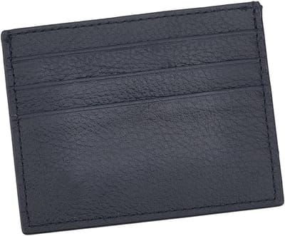 Leren Creditcardhouder met RFID-bescherming - Dunne Minimalistische Portemonnee voor Mannen en Vrouwen met 6 Slots en 1 Vak (Zwart)