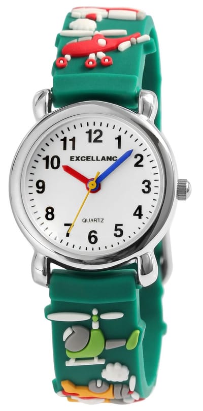 EXCELLANC Excellanc kinderhorloge van siliconen met helikoptermotieven