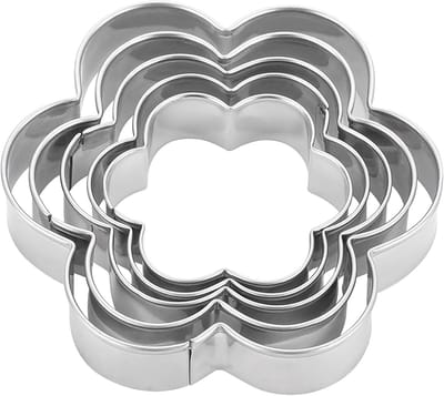 Set van 5 bloemvormige koekjesuitstekers – Snijvormen - Bakbenodigdheden voor babyvoeding - Koekjesvormpjes - Roestvrijstalen sandwichvormen en koekjesvormen voor kinderen – Stevig, geschikt voor koekjes, sandwiches, cake en fruit