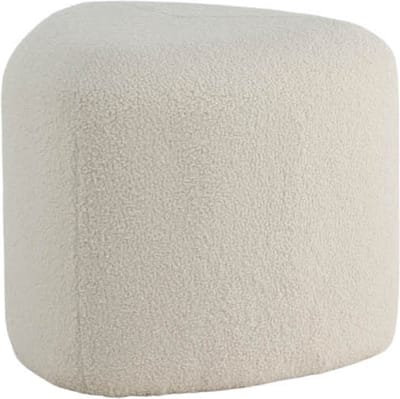 Peg poef, hocker Ø46cm teddystof wit.