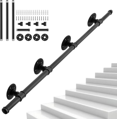 Zwarte Trapleuning Smeedijzer 245 cm voor Binnen en Buiten