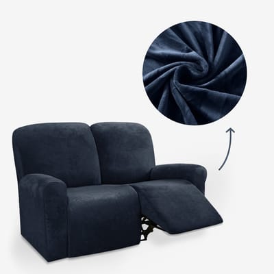 BankhoesDiscounter Velvet Recliner Fauteuil Hoes – Relaxzetel – Relax Sofa Hoes – Bankbeschermer – Zetel Hoes - Sofa Cover - M2 (122-165cm) - Donkerblauw