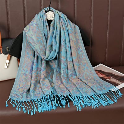 Luxe Geborduurde Kasjmier Sjaals Dames Elegante Poncho Winter Warme Sjaal Pareo Paisley Hoofddoek Herfst Reizen Wrap 70x200cm black