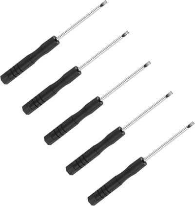 Slotted Schroevendraaier 2mm - 80mm Lengte, S2 Staal, Antislip Handvat voor Brillen, Horloges en Elektronica - Set van 5 Stuks