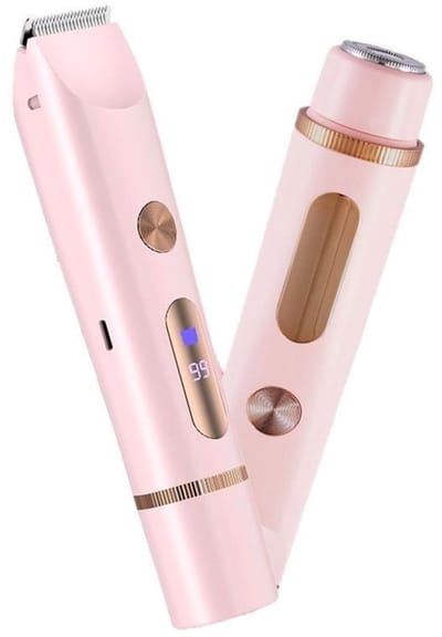 2-in-1 scheerapparaat voor dames - Scheerapparaat voor dames - Elektrisch scheerapparaat - Epilator - Trimmer voor dames - met digitaal display - 1 stuk - Roze