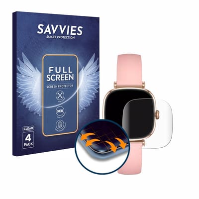 Savvies - Screenprotector voor KSIX Iria Smartwatch 1.7" - Folie Beschermfolie transparant volledig dekking 4 Stuks
