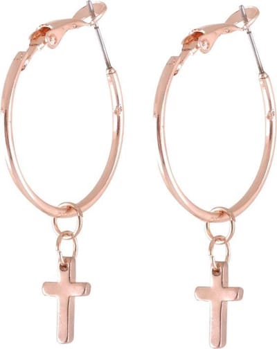 Behave - Oorbellen - Oorringen met kruis hanger - urban minimal stijl