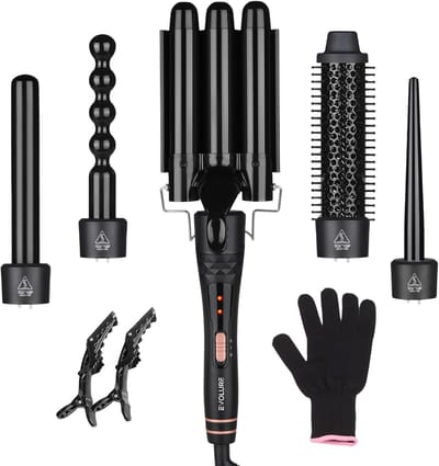 Krultang Set - Haarstyler - Stijlvol Haar Creëren - 5-in-1 Verwisselbaar - 2 Temperatuur - Zwart
