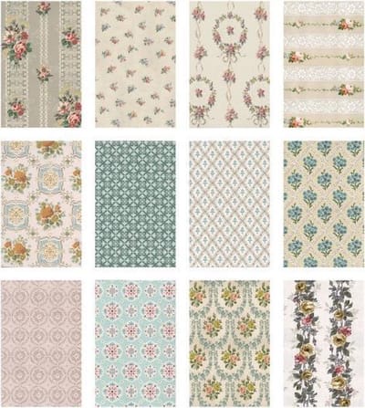 Tim Holtz worn wallpaper 5x8" 2x12 designs