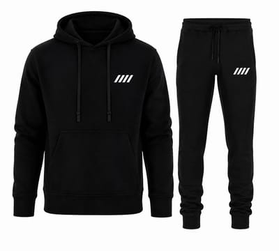 Trainingspak Heren – Hoodie met Capuchon & Sportbroek – Katoen – Joggingpak Heren - Zwart - XS