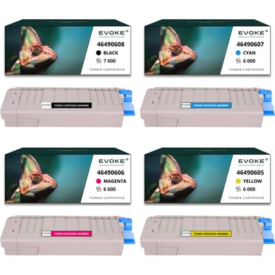 Evoke Compatibele Toner voor Oki C532 C542 46490608 4X Cmyk: Zwart, Cyaan, Magenta, Geel 25000 Pagina's C532Dn C542Dn; Mc563Dn Mc573Dn