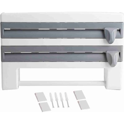 Support de rangement pour bouteilles de sauce de cuisine, porte-essuie-tout, support pour ustensiles de cuisine, film alimentaire découpé, blanc blanc